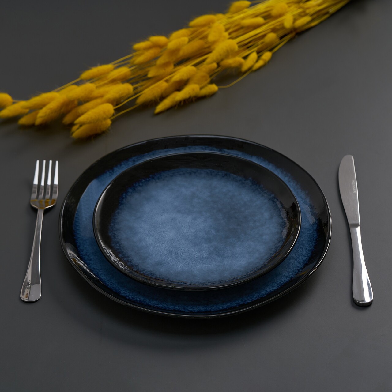 Set 6 farfurii pentru desert Serenity, Art of Dining by Heinner, 20 cm, ceramica, albastru/negru - imagine 4